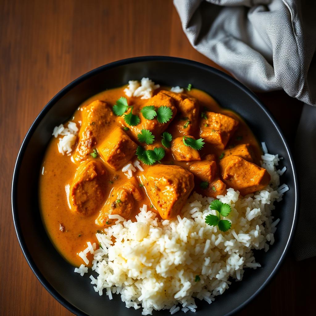 Indian curry with basmati rice